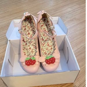 Pink kawaii lolita style strawberry cosplay shoes